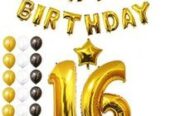 Gold foil letter and number balloons