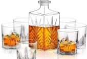 Whiskey Glasses Set of 7 Crystal Drinking Scotch Liquor Glass Bar Cups Decanter