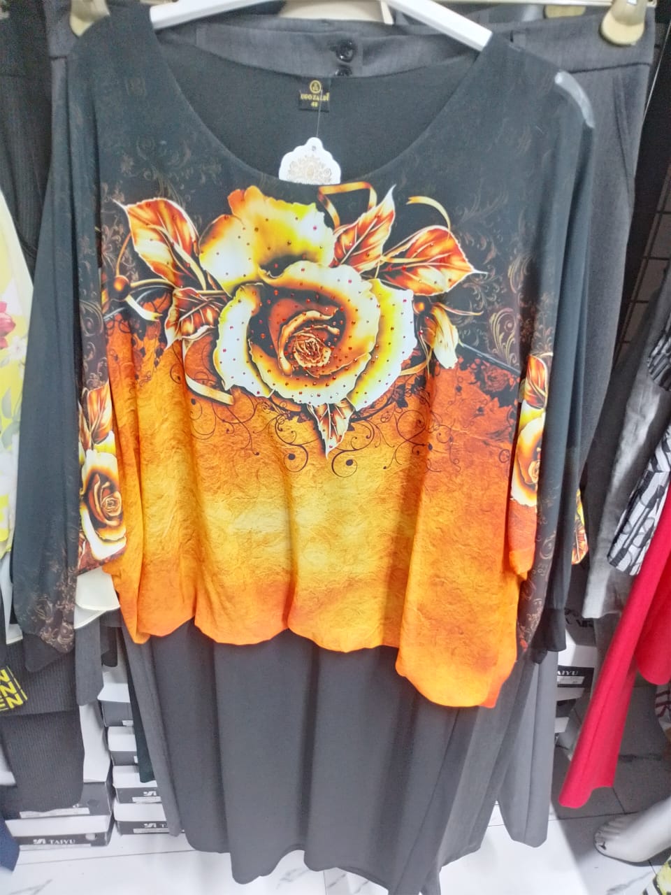 Fiery Elegance Floral Dress